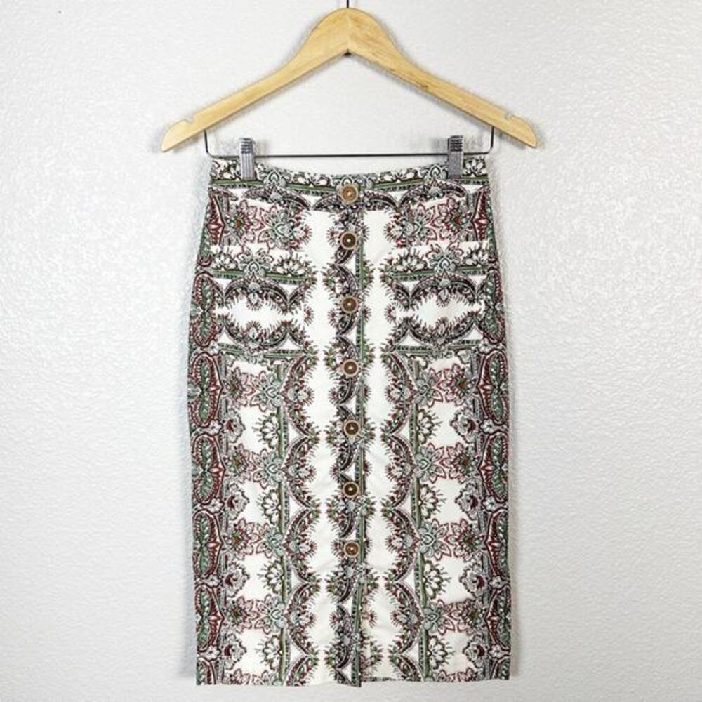 Maeve‎ by Anthropologie Women's Kaleidoscope Button-Front Pencil Skirt Size 0